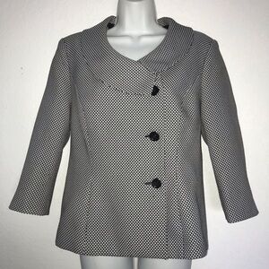 Allyson Cara Offset Button Black White Jacket 8